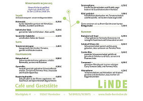 Linde Cafe Und Gaststaette menu