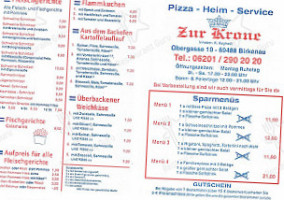 Zur Krone menu