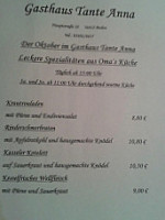 Gasthaus Zur Tante Anna menu