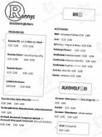 Ronnys Anglerheim menu