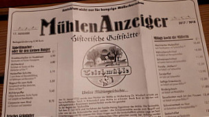 Historische Gaststätte Teichmühle menu