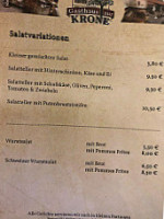 Gasthaus Krone Epfenbach menu