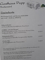 Gasthaus Popp menu