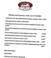 Landgasthof Karolinenhöhe menu