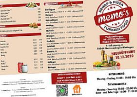 Memo`s Kebap Pizza Frisch, Lecker, Fabelhaft. menu