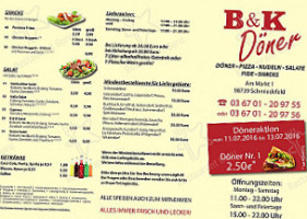B&k Döner Schmiedefeld menu