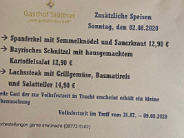 Gasthof Stöttner Zum Gemütlichen Treff In Pfaffenberg, Niederbayern menu