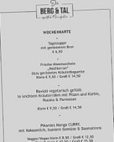 Berg Tal Appetitlich Manufaktur menu
