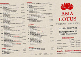 Asia Lotus menu