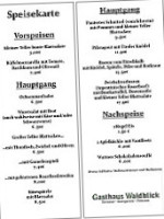 Gasthaus Pension Waldblick menu