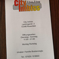 City Imbiss menu