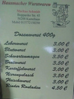 Imbiss Zum Worschthans menu