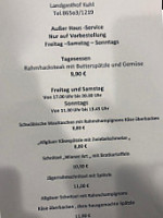 Landgasthof Kuhl menu