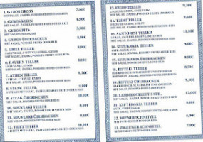 Grill Santorini menu