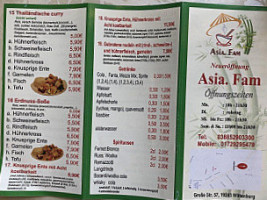 Asia. Fam menu