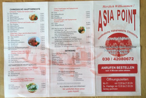 Asia Point menu