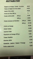Chalet La Combaz menu