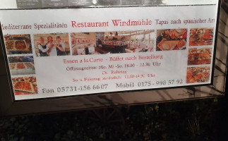 Windmühle menu