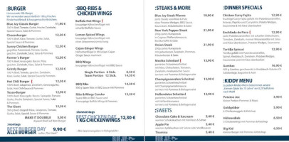 Blue Jay menu