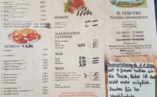 Il Vesuvio Rea Elda menu