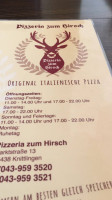 Zum Hirsch menu