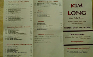 Kim Long Das Asia Bistro menu