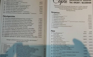 Capri menu