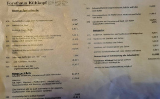 Forsthaus Kühkopf menu