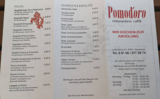 Ristorante Pomodoro menu