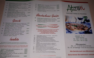 Pizzeria Spaghetteria Atzori menu