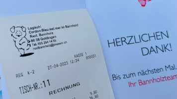 Bannholz menu