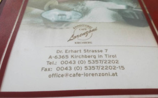 Cafe-Konditorei Lorenzoni menu
