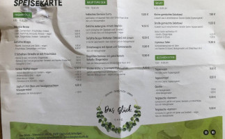 The Glück. Café menu