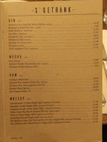 Stricker's menu