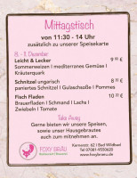 Foxy Bräu · Brauerei menu