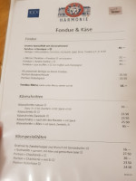 Restaurant Harmonie menu