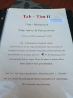 Buppha Glatthard, Tab Tim Thai Ii menu