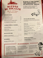 Refuge De Solalex menu