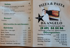 Pizza Pasta Da Angelo menu