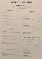 Samui Thai Food menu