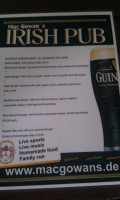 Mac Gowan`s Irish Pub menu