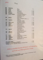 Pizza menu