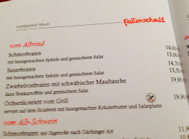 Failenschmid Hirsch Gächingen food