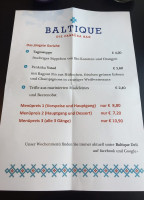 Baltique menu