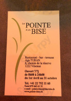 La Pointe A La Bise menu