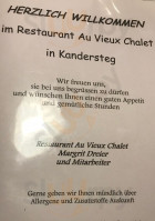 Au Vieux Chalet menu