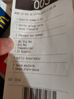 Mcdonald’s menu