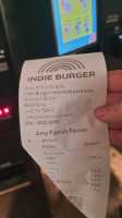 Indie Burger menu