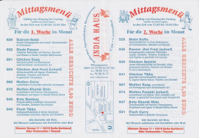 India-Haus menu