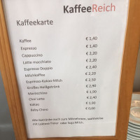 Kaffee Reich menu